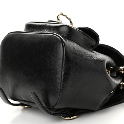 Chanel Glazed Aged Calfskin Quilted Small Duma Drawstring Backpack Black 9 of 9