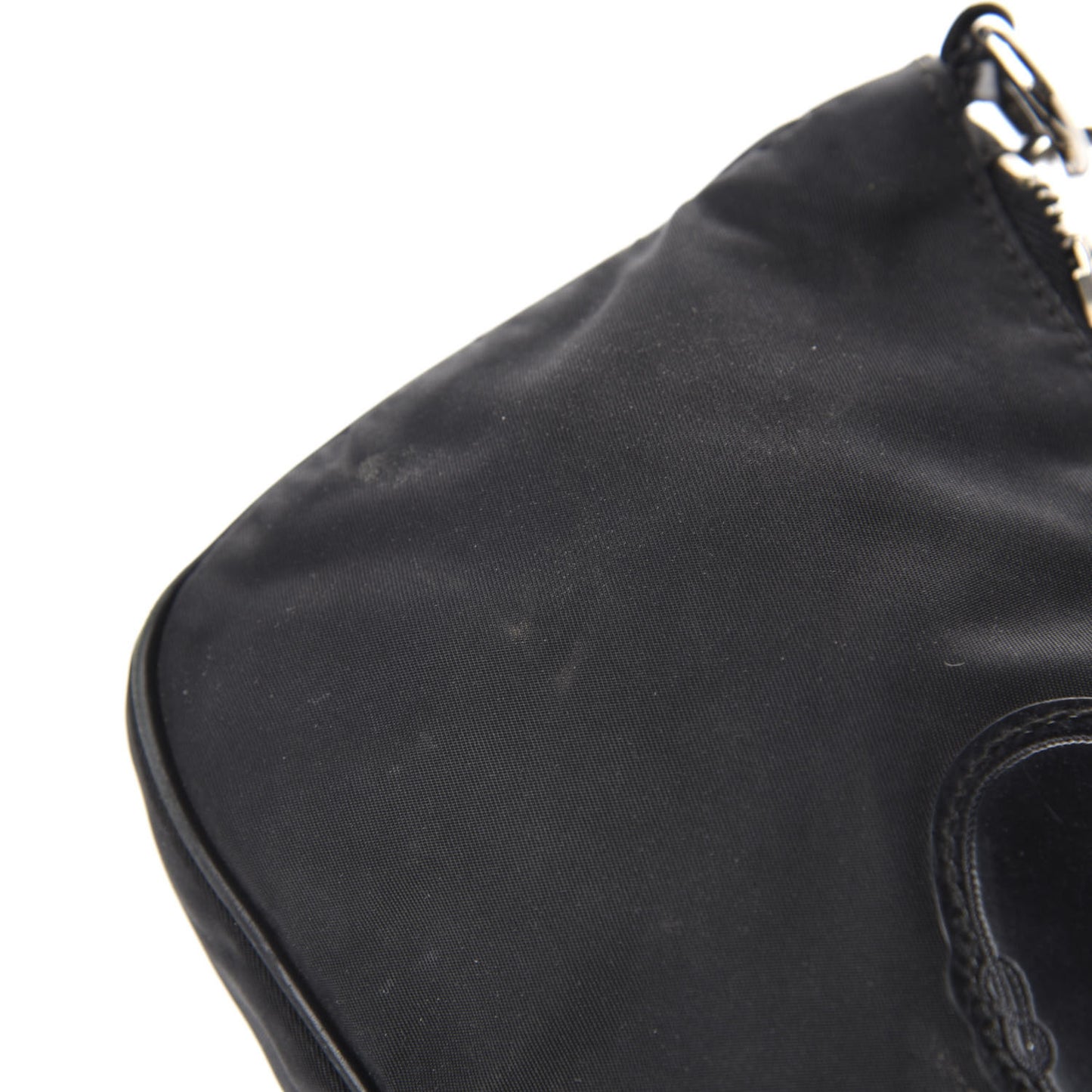 Tessuto Nylon Calfskin Logo Pochette Black