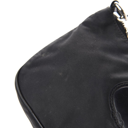 Prada Tessuto Nylon Calfskin Logo Pochette Black 8 of 13