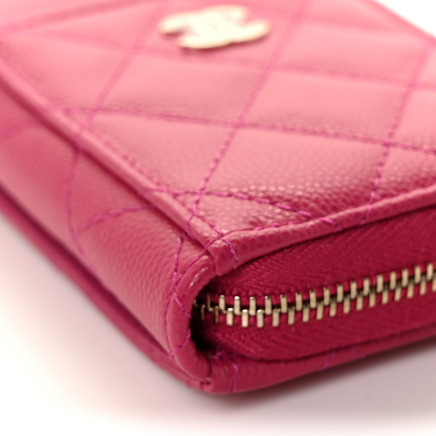Chanel Caviar Quilted Zip Card Holder Fuchsia 8 of 10