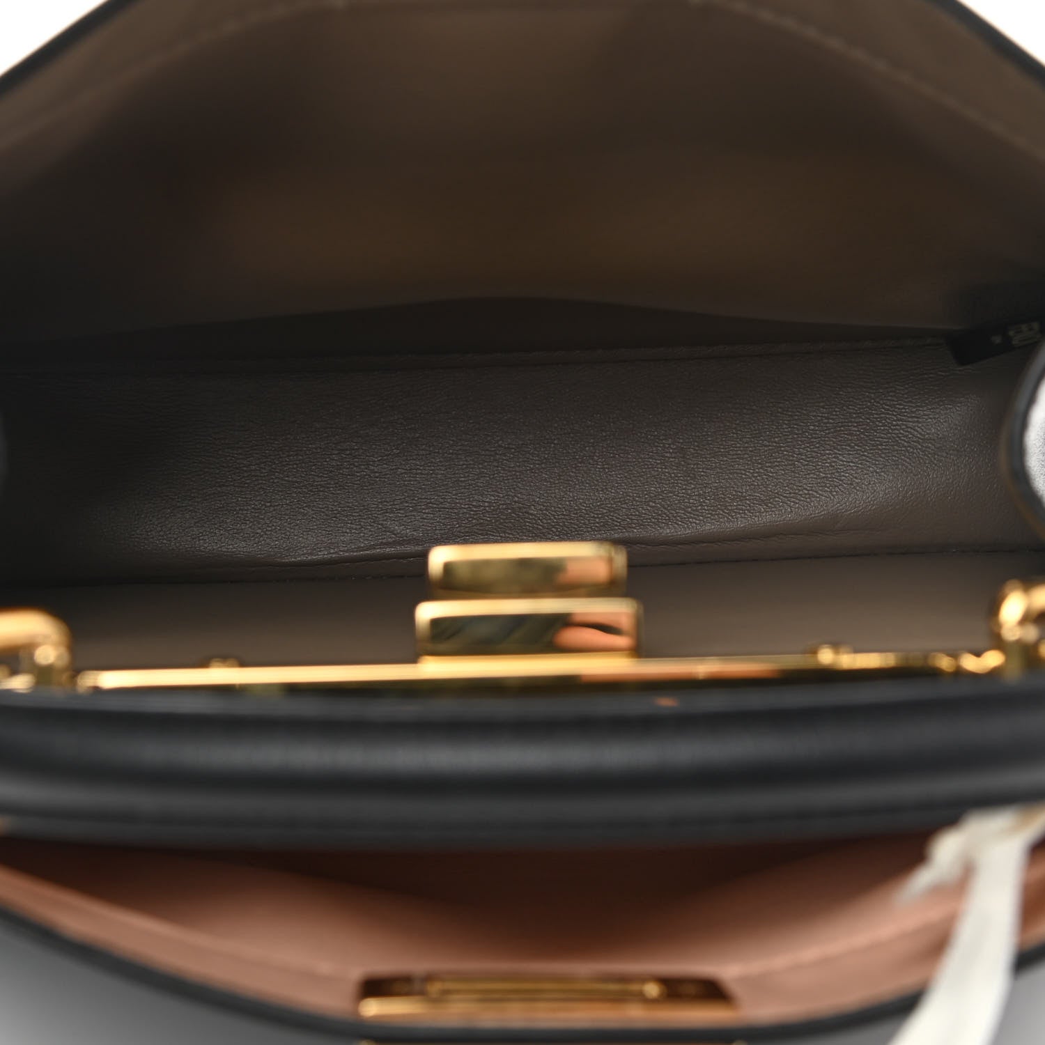 Fendi Vitello Seta Nappa Bi-Color Small Peekaboo I SEE U Satchel Black Light Rose Tortora 5 of 11