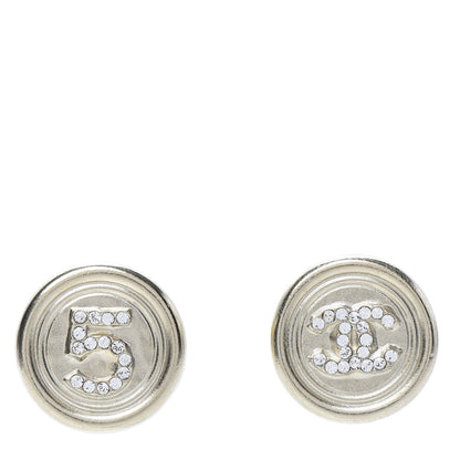 Chanel Crystal CC Round Earrings Light Gold 1 of 5