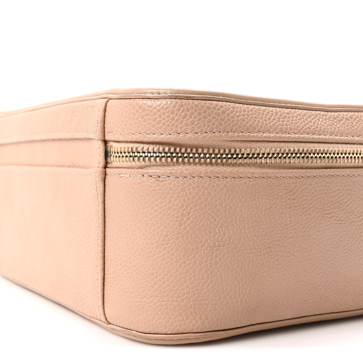 Caviar Quilted Large CC Filigree Vanity Case Beige
