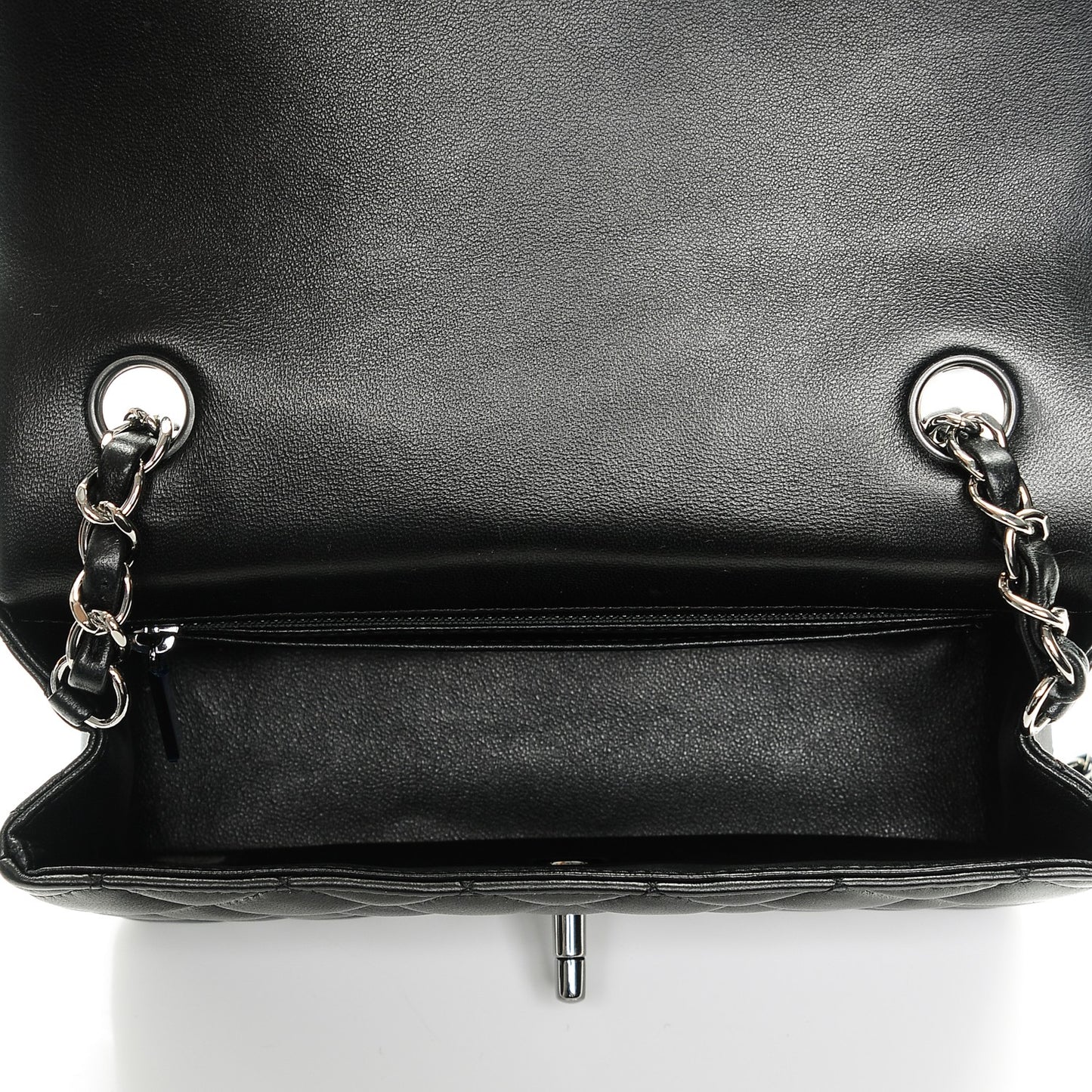 Lambskin Quilted Mini Rectangular Flap Black