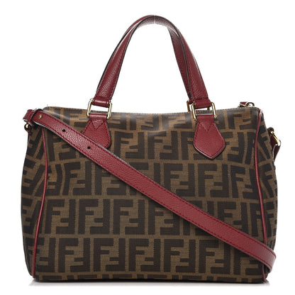 Fendi Zucca Vitello Artic Small Boston Tobacco Bordeaux 1 of 11