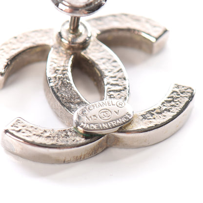 Chanel Crystal CC Stud Earrings Silver 4 of 4