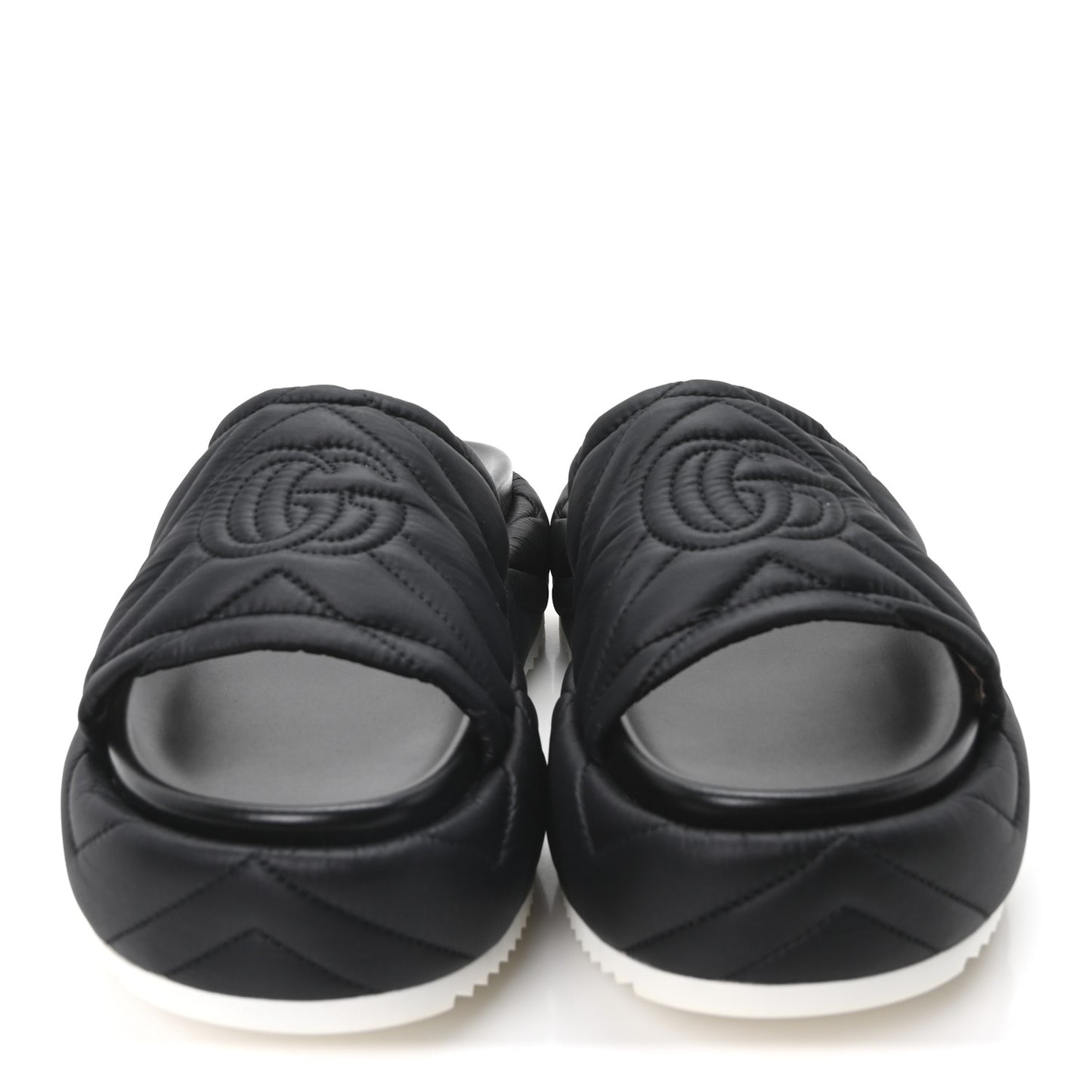 Nylon Cora Matelasse Angelina Platform 55mm Slide Sandals 40 Black
