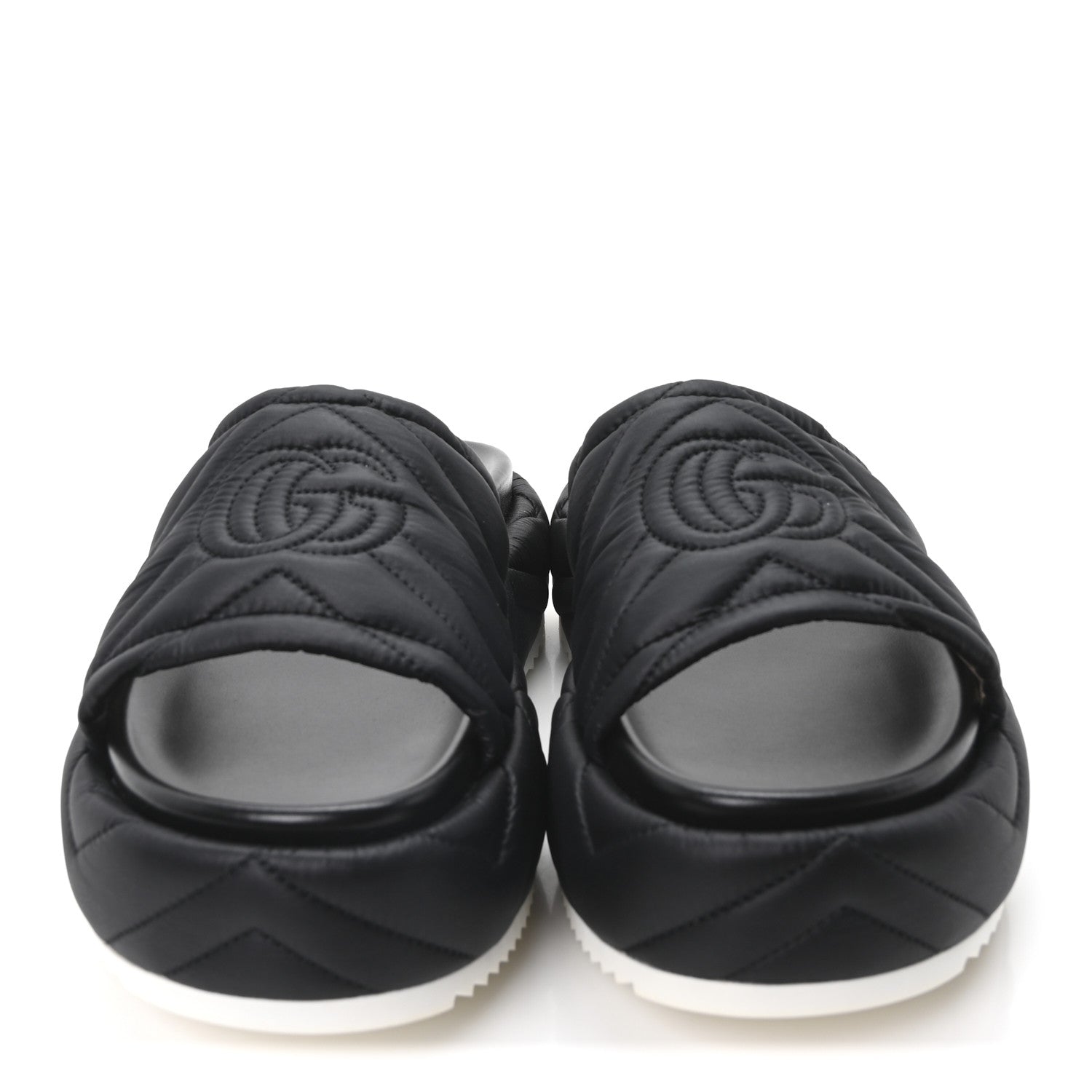 Gucci Nylon Cora Matelasse Angelina Platform 55mm Slide Sandals 40 Black 3 of 10
