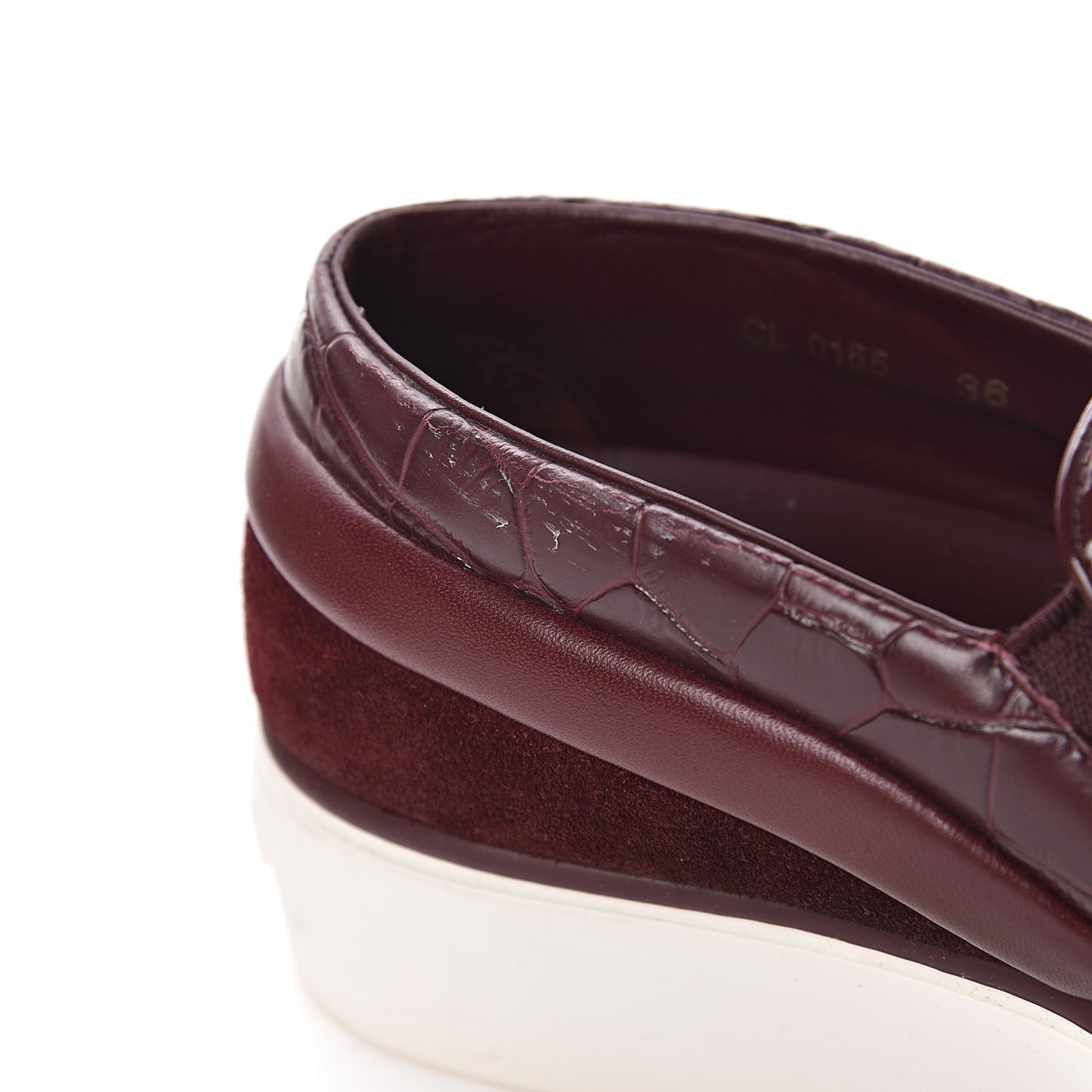 Alligator Patent Calfskin Catwalk Slip On Sneakers 36 Bordeaux