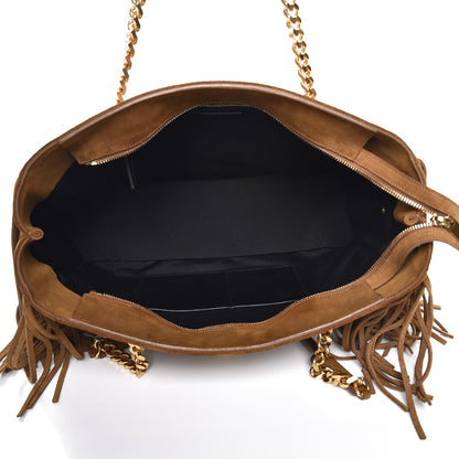 Saint Laurent Suede Fringe Monogram Shopping Tote Light Ochre 5 of 8