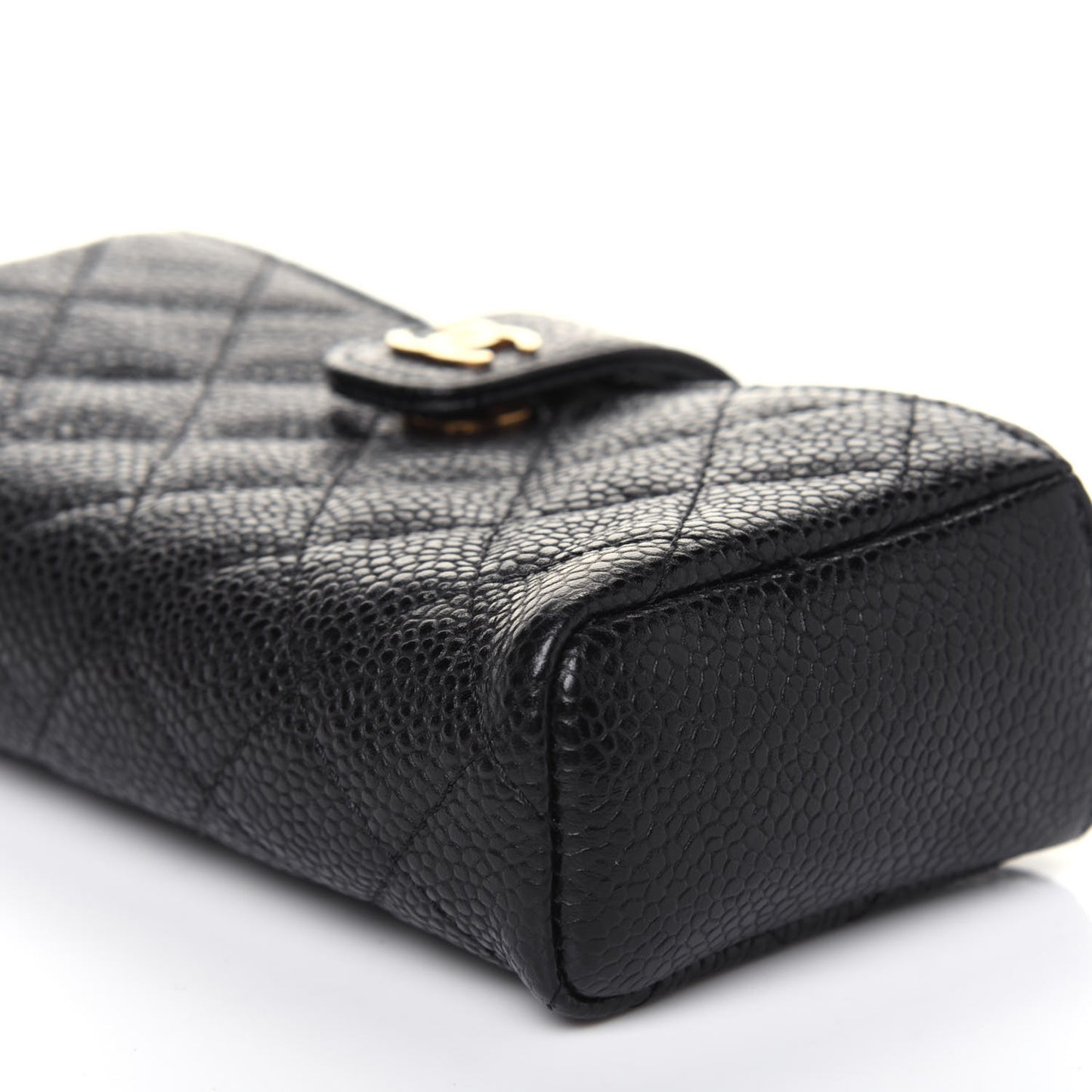 Caviar Quilted Mini Phone Holder Clutch Black