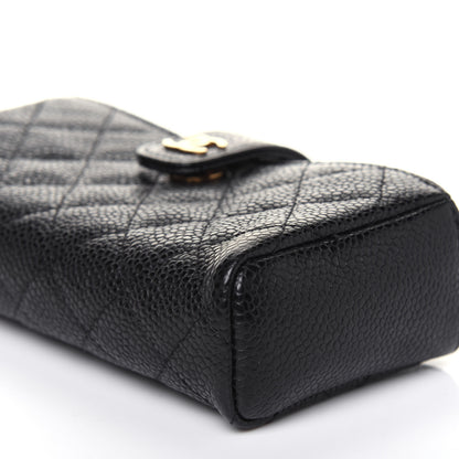 Chanel Caviar Quilted Mini Phone Holder Clutch Black 10 of 13