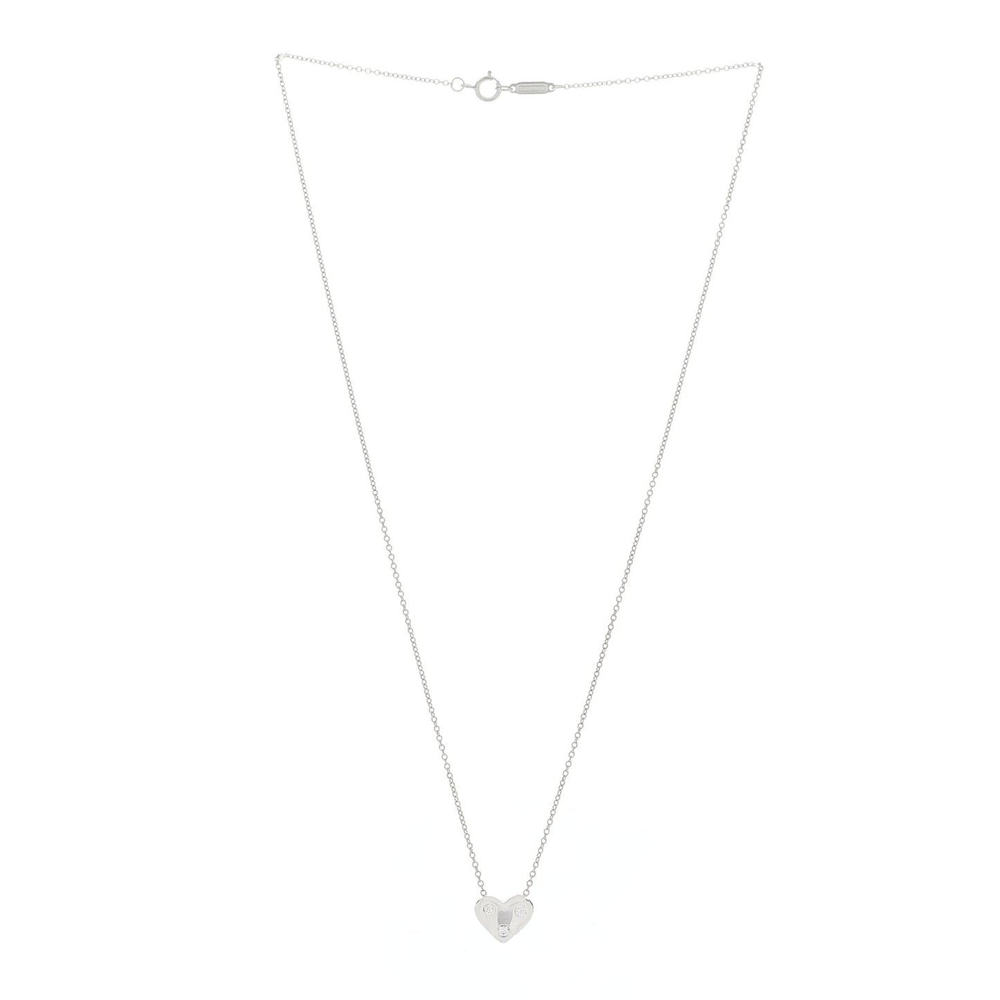 Platinum Diamond Etoile Small Heart Pendant Necklace