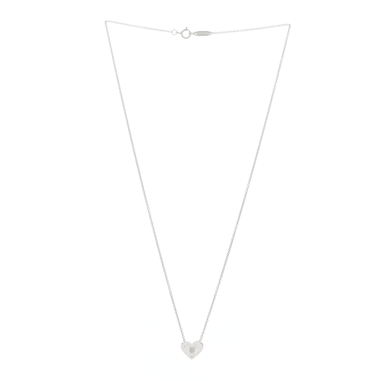 Tiffany Platinum Diamond Etoile Small Heart Pendant Necklace 4 of 6