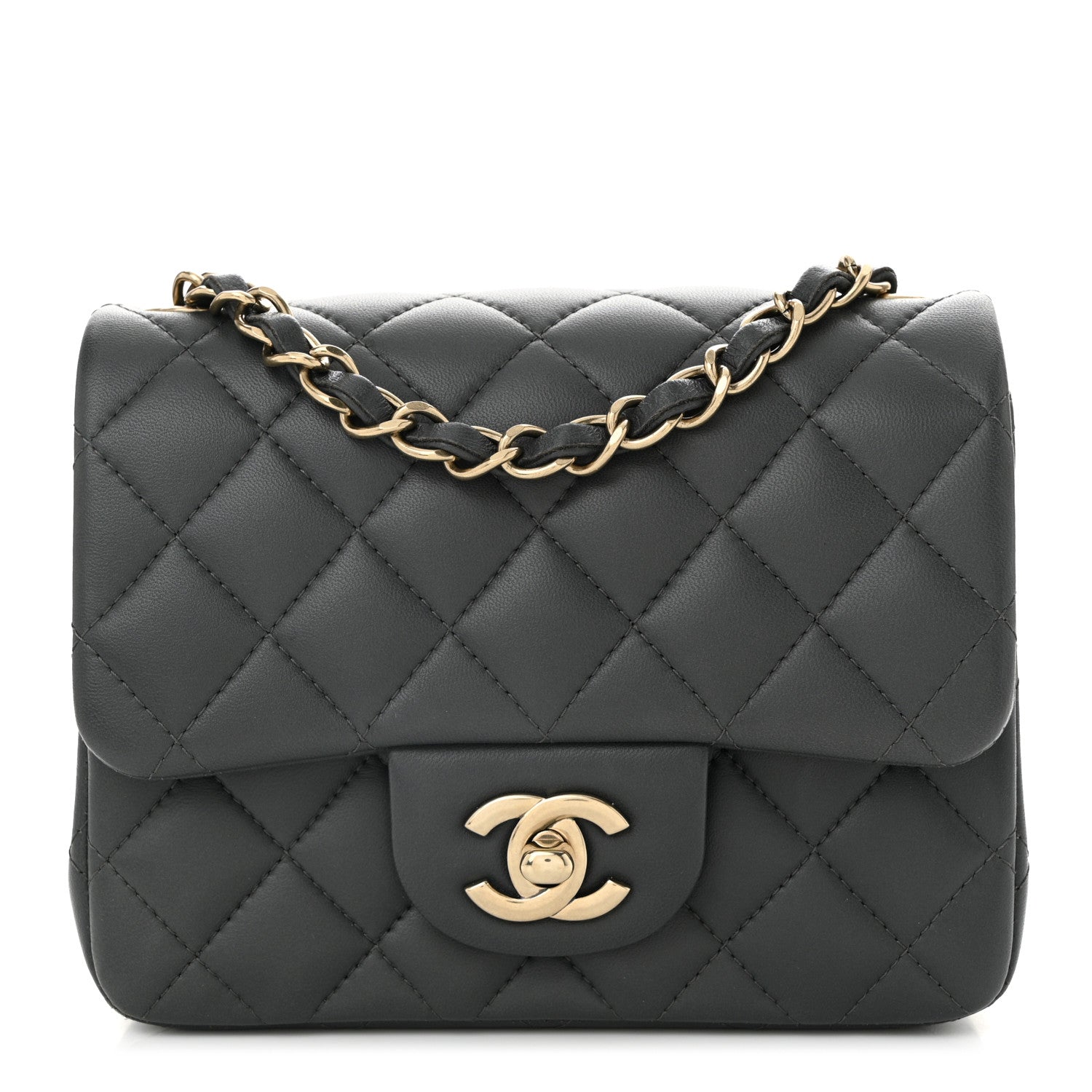 Chanel Lambskin Quilted Mini Square Flap Dark Grey 1 of 11