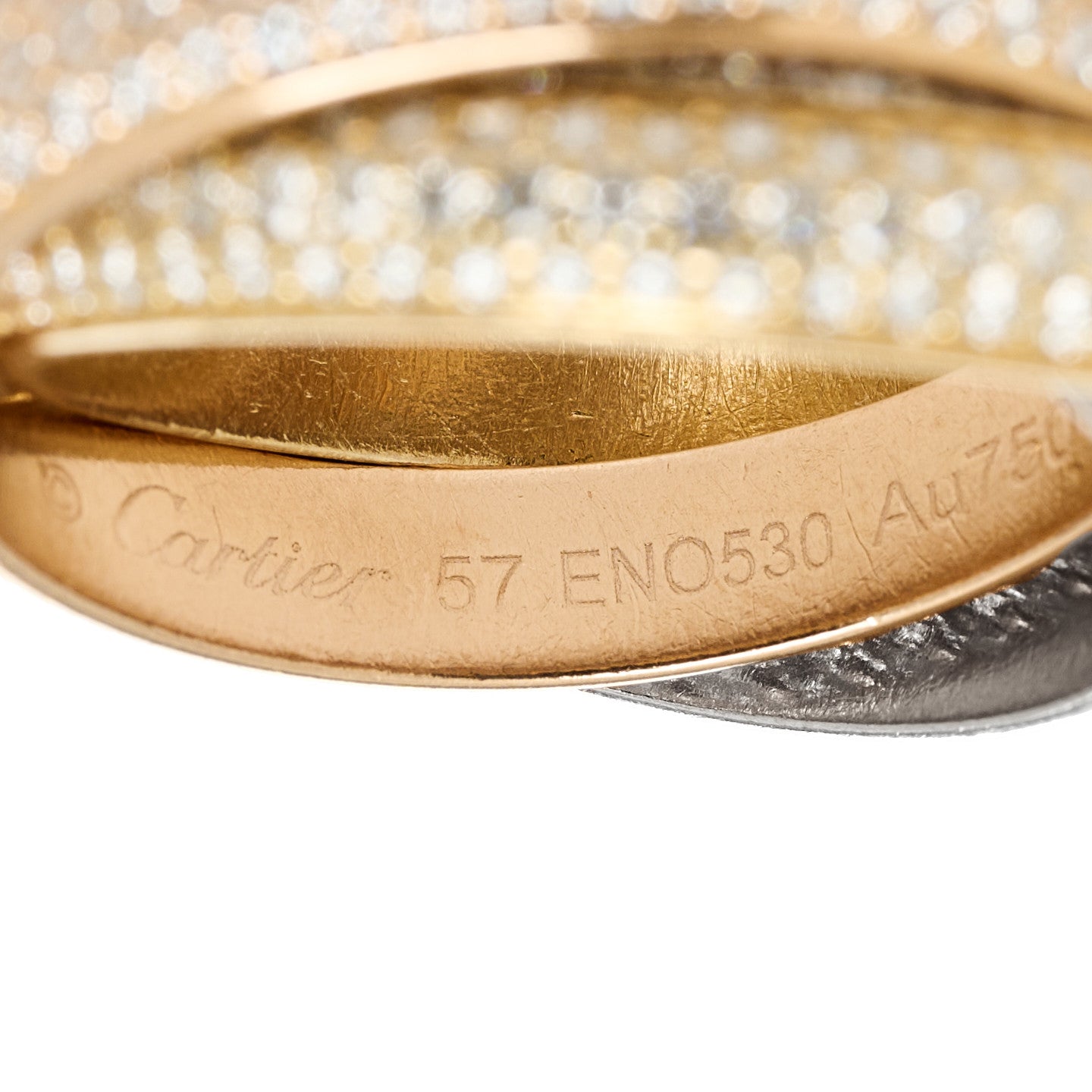 18K White Yellow Pink Gold Diamond MM Trinity Full Paved Ring 57 8