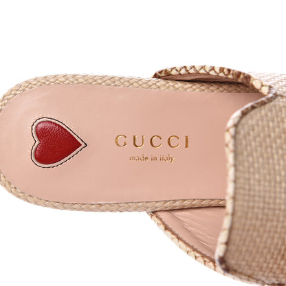 Gucci Straw Elaphe Womens Princetown Slippers 36.5 Natural Cream Brown 7 of 8