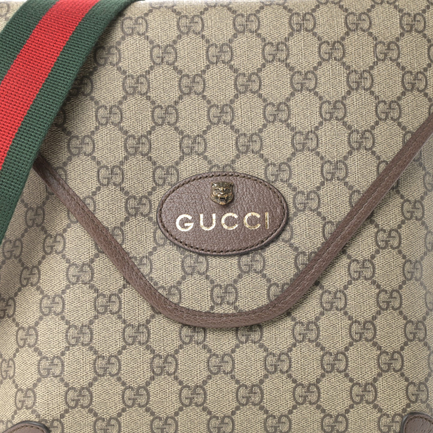 GG Supreme Monogram Web Medium Neo Vintage Flap Messenger Bag Beige New Acero