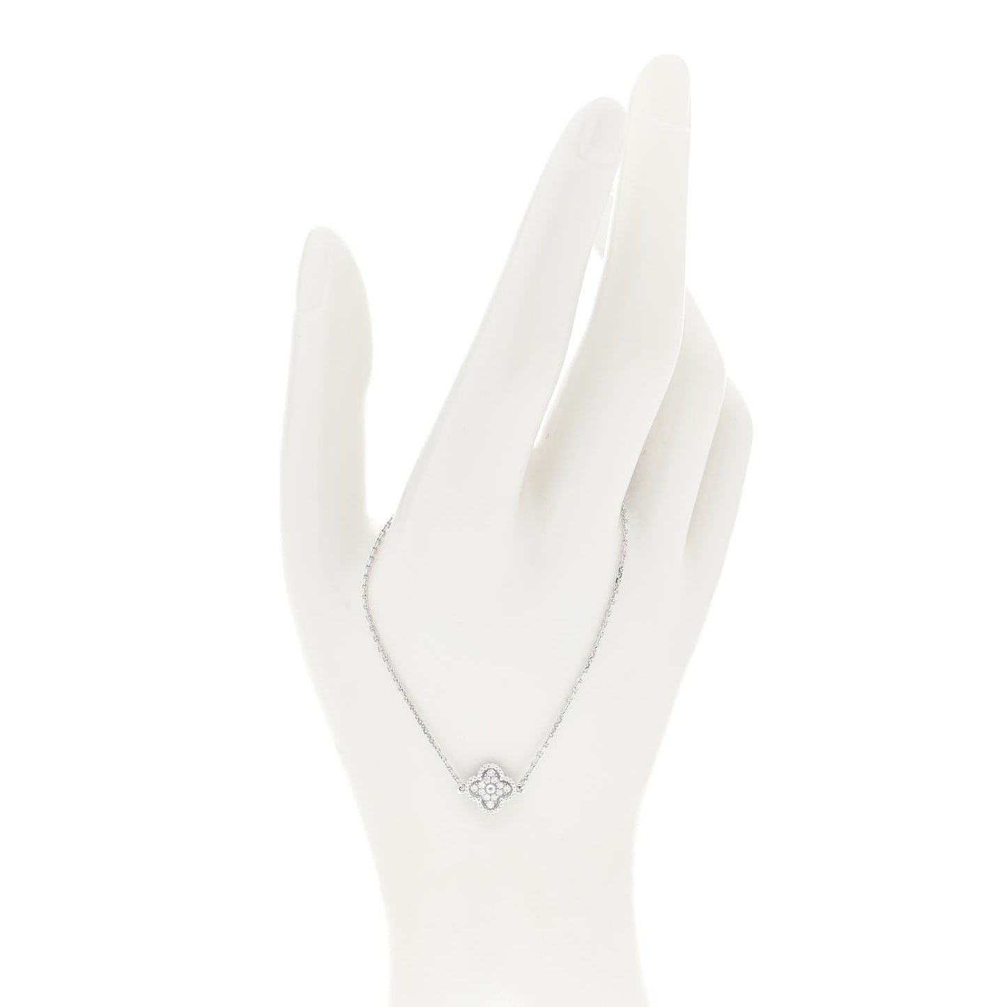 18K White Gold Diamond Sweet Alhambra Bracelet