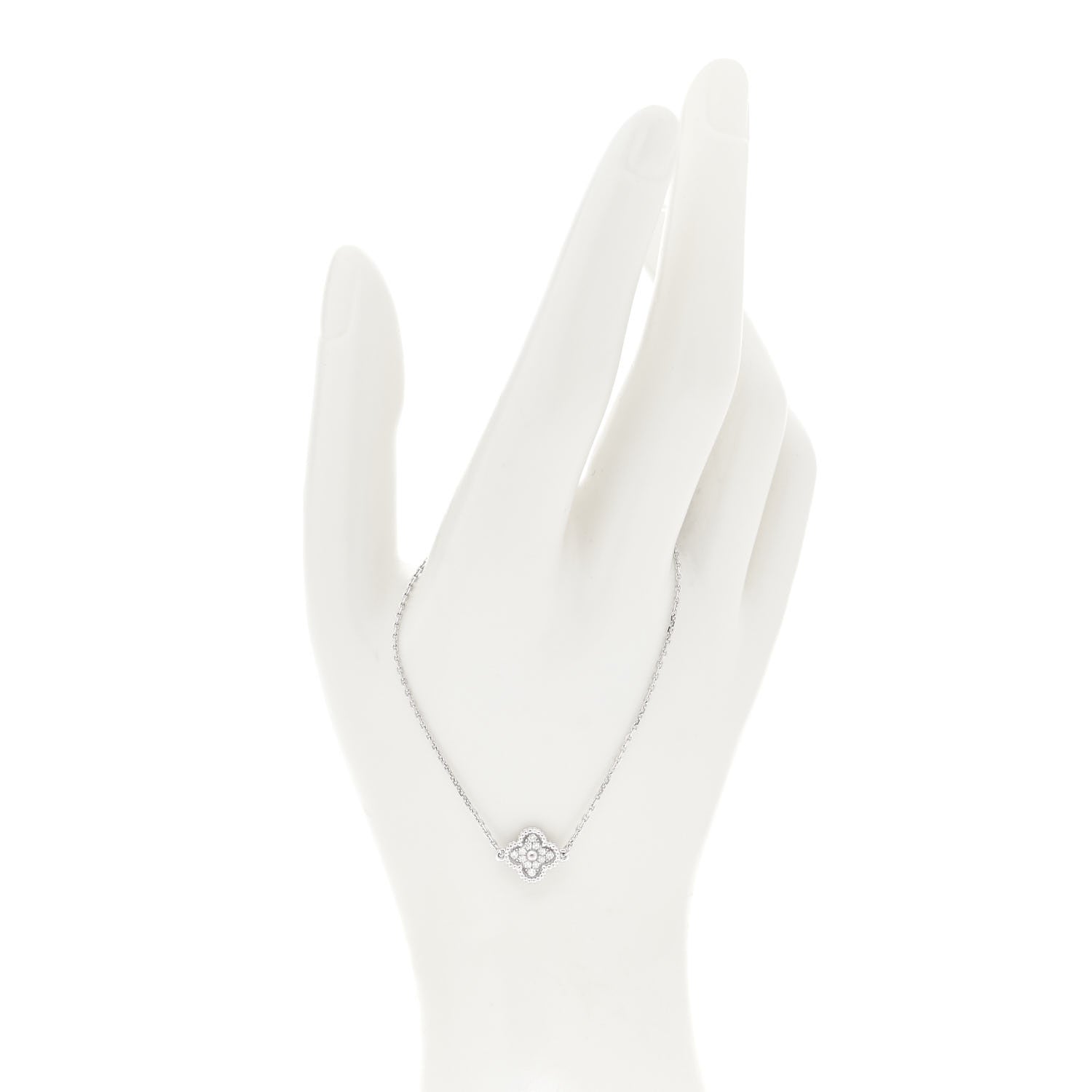 Van Cleef & Arpels 18K White Gold Diamond Sweet Alhambra Bracelet 2 of 7