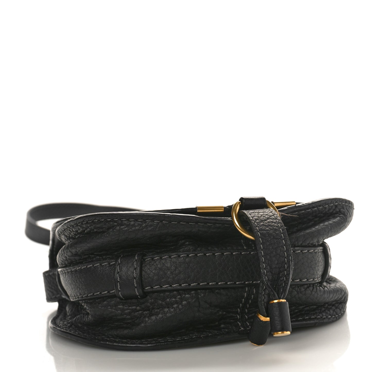 Grained Calfskin Small Marcie Saddle Bag Black