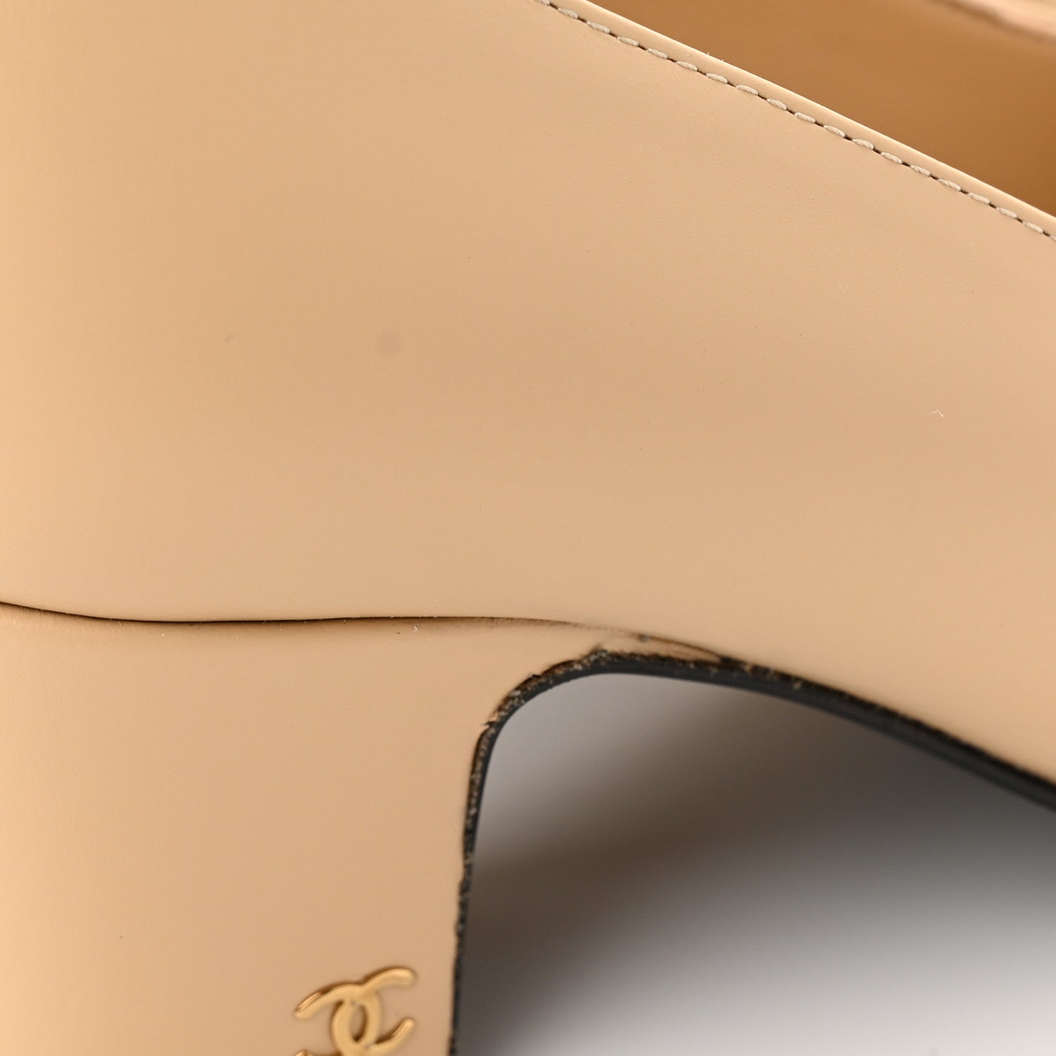 Chanel Lambskin Cap Toe CC Pumps 35.5 Beige Black 10 of 11