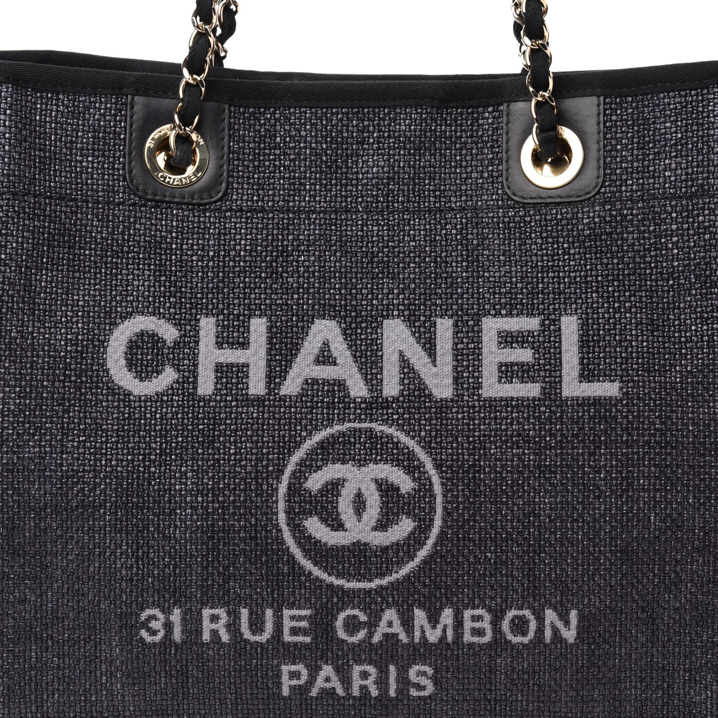 Mixed Fibers Calfskin Small Deauville Tote Black