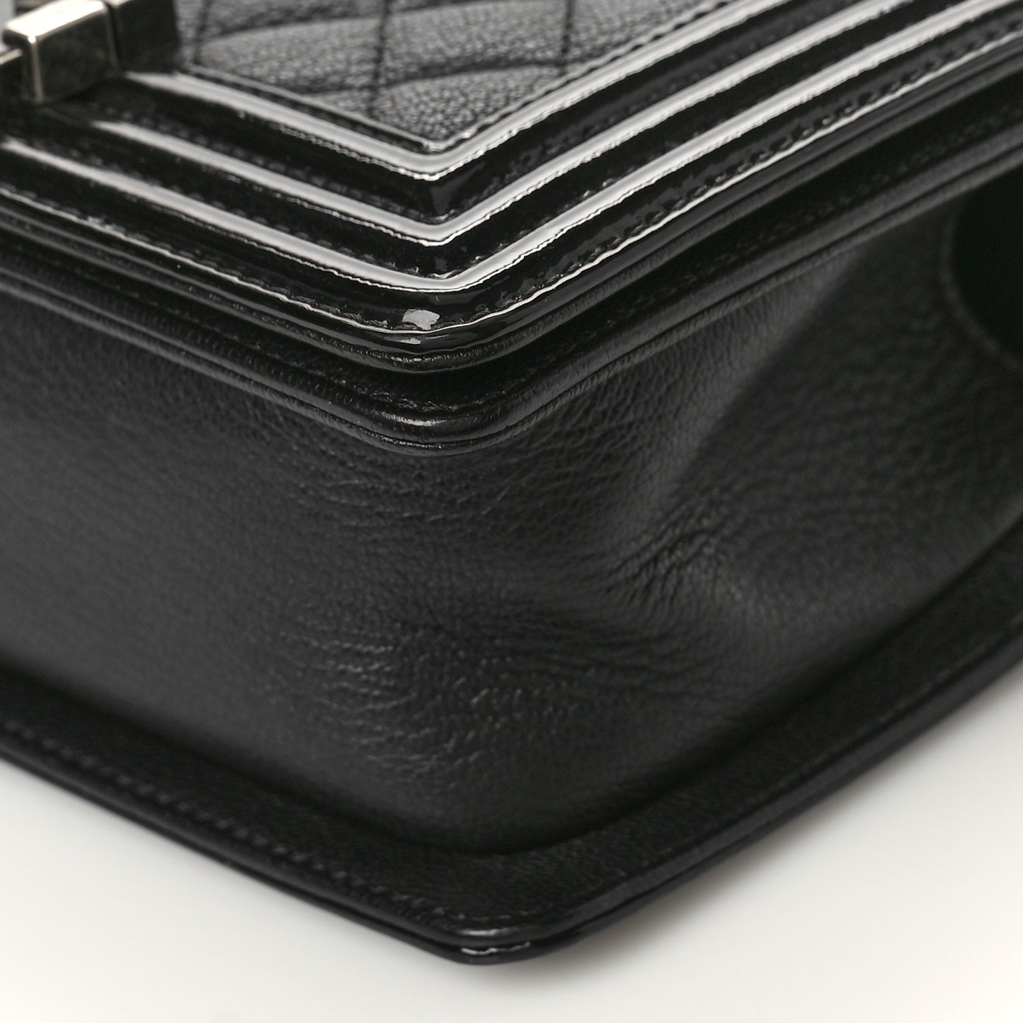 Goatskin Quilted Patent Small Duo Boy Flap Black