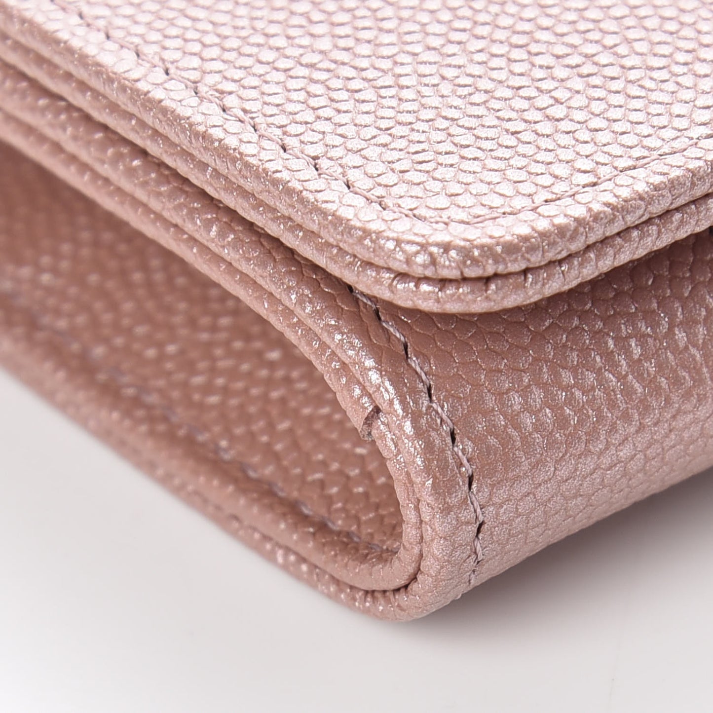 Metallic Caviar Chevron Quilted Vintage Mademoiselle Card Holder Pink