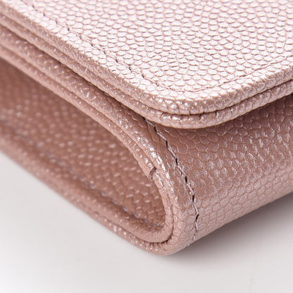 Chanel Metallic Caviar Chevron Quilted Vintage Mademoiselle Card Holder Pink 5 of 11