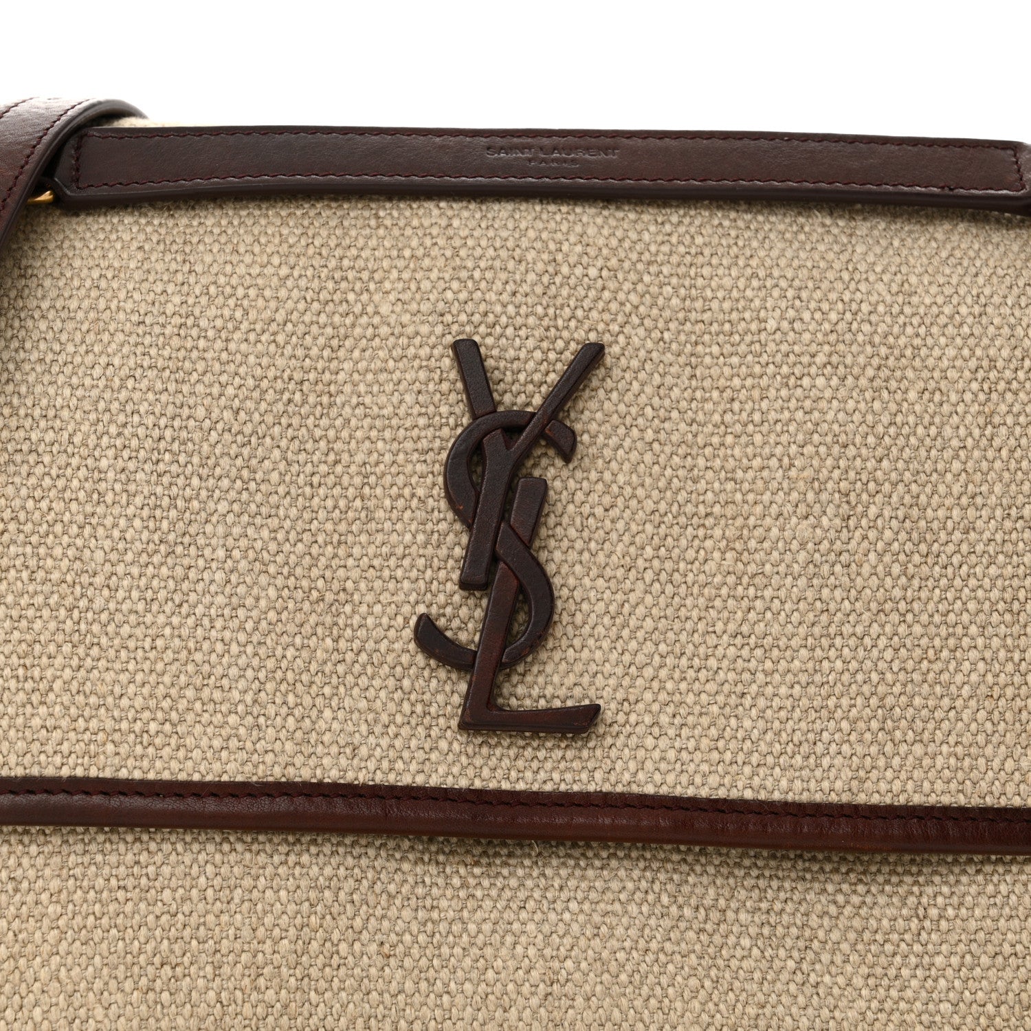 Saint Laurent Cotton Canvas Vintage Calfskin Monogram Medium Niki Chain Satchel Natural Chocolate 8 of 14