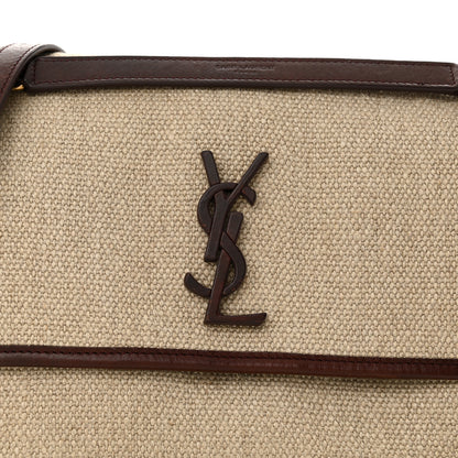 Saint Laurent Cotton Canvas Vintage Calfskin Monogram Medium Niki Chain Satchel Natural Chocolate 8 of 14