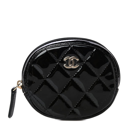Chanel Patent Quilted Zip Around Classic Coin Purse Black 1 of 5