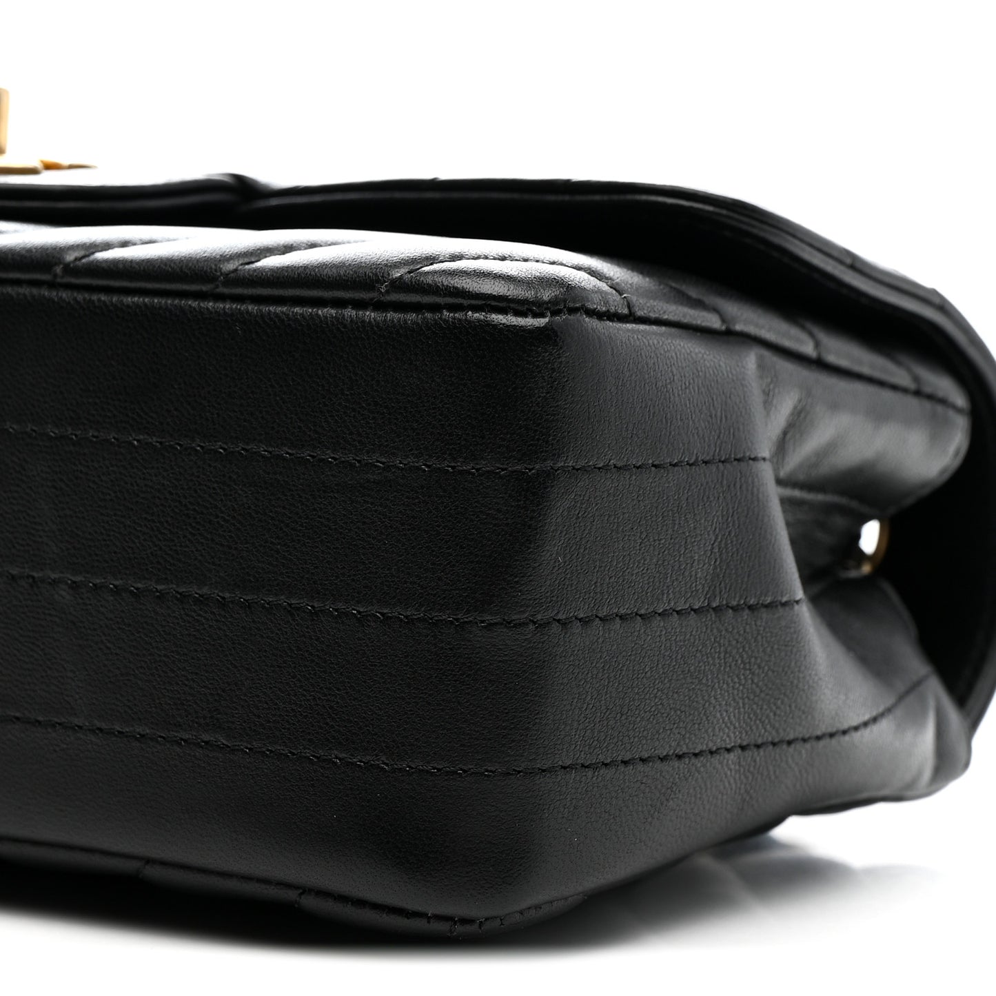 Lambskin Chevron Quilted Mini Rectangular Flap Black