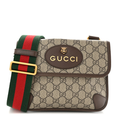 Gucci GG Supreme Monogram Web Small Neo Vintage Double Flap Messenger Bag Beige New Acero 1 of 12