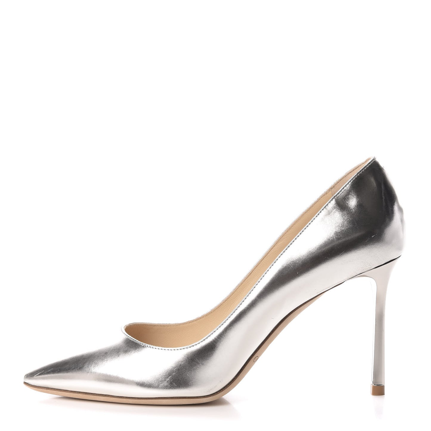 Metallic Mirror Calfskin Romy 85 Pumps 37 Silver