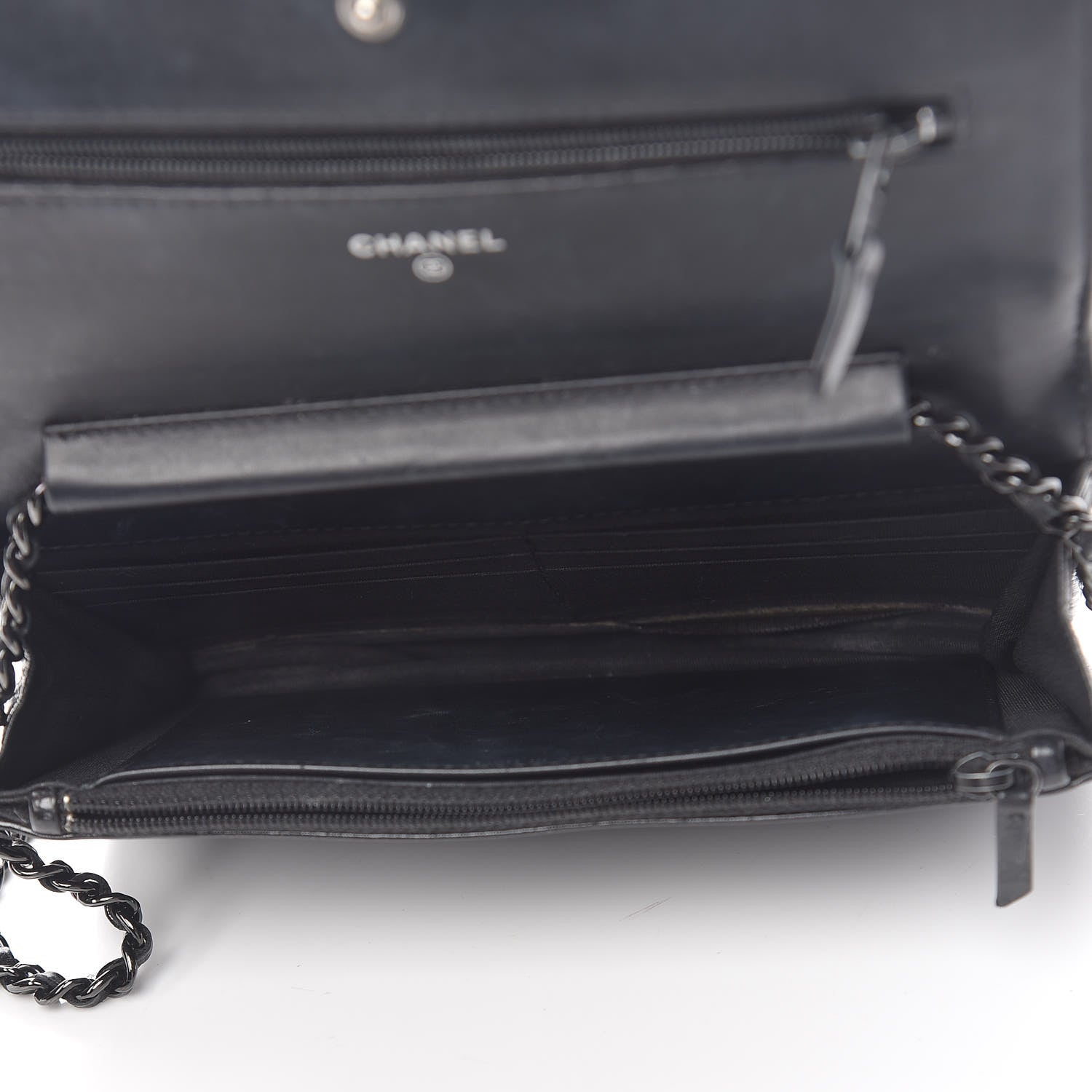 Chanel Shiny Aged Calfskin Quilted Boy Wallet On Chain WOC Black 5 of 19