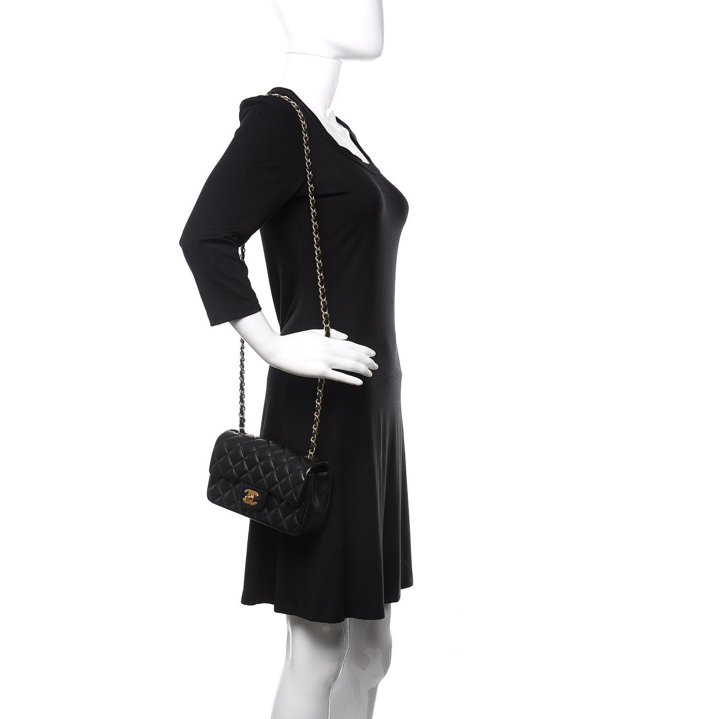 Caviar Quilted Mini Rectangular Flap Black