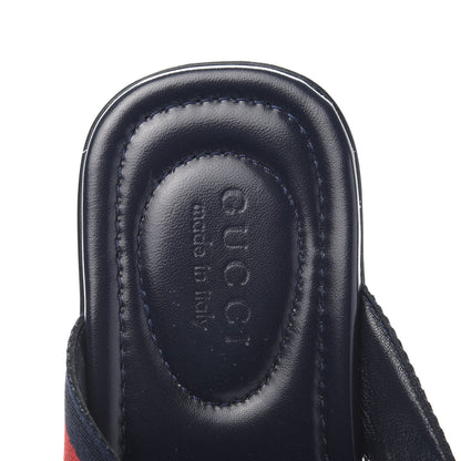 Gucci Nylon Calfskin Web Mens Cleat Sole Thong Sandals 8.5 Black Red Blue 6 of 9