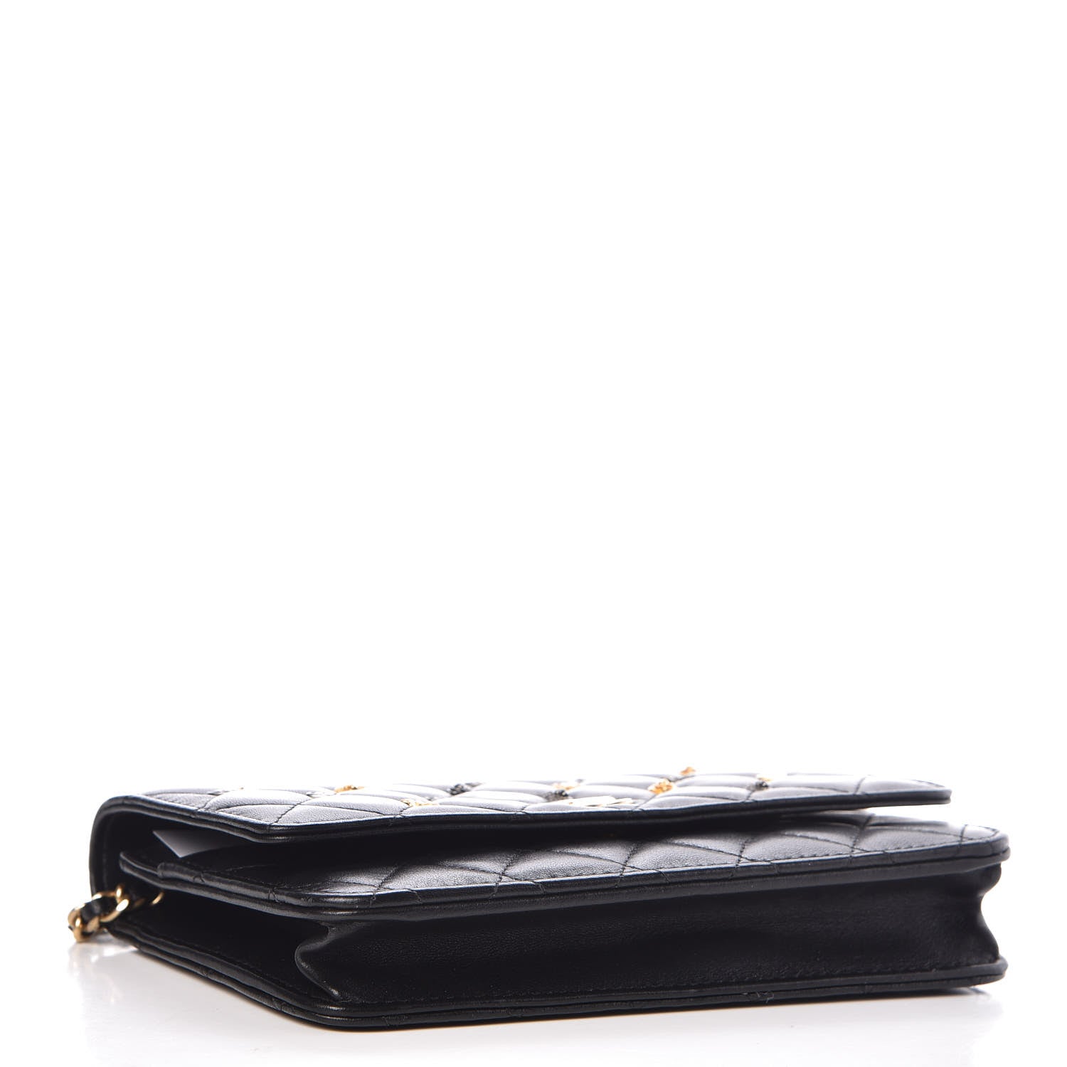 Chanel Lambskin Quilted Studded Wallet On Chain WOC Black 4 of 11