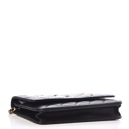 Chanel Lambskin Quilted Studded Wallet On Chain WOC Black 4 of 11