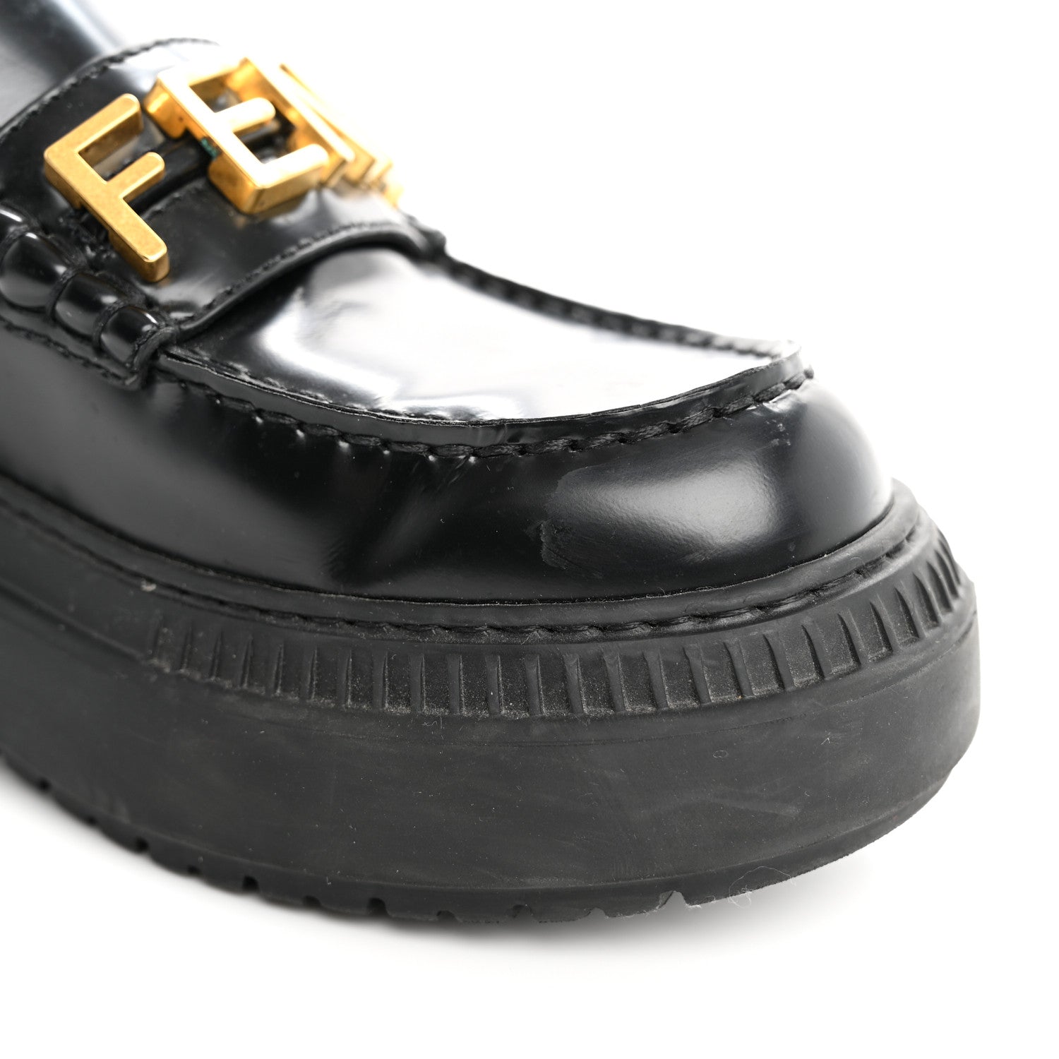 Fendi Vitello Abrasivato Fendigraphy 50mm Loafers 36 Black 15 of 15