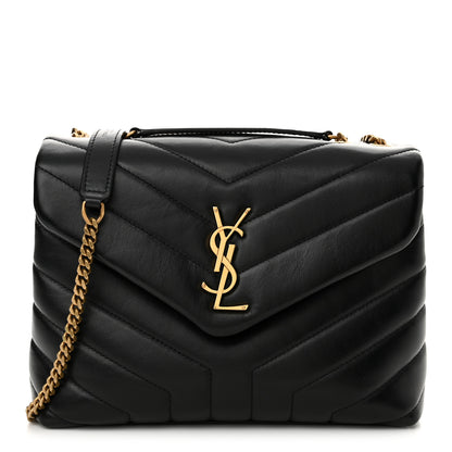 Saint Laurent Calfskin Y Quilted Monogram Small Loulou Chain Satchel Black 1 of 11