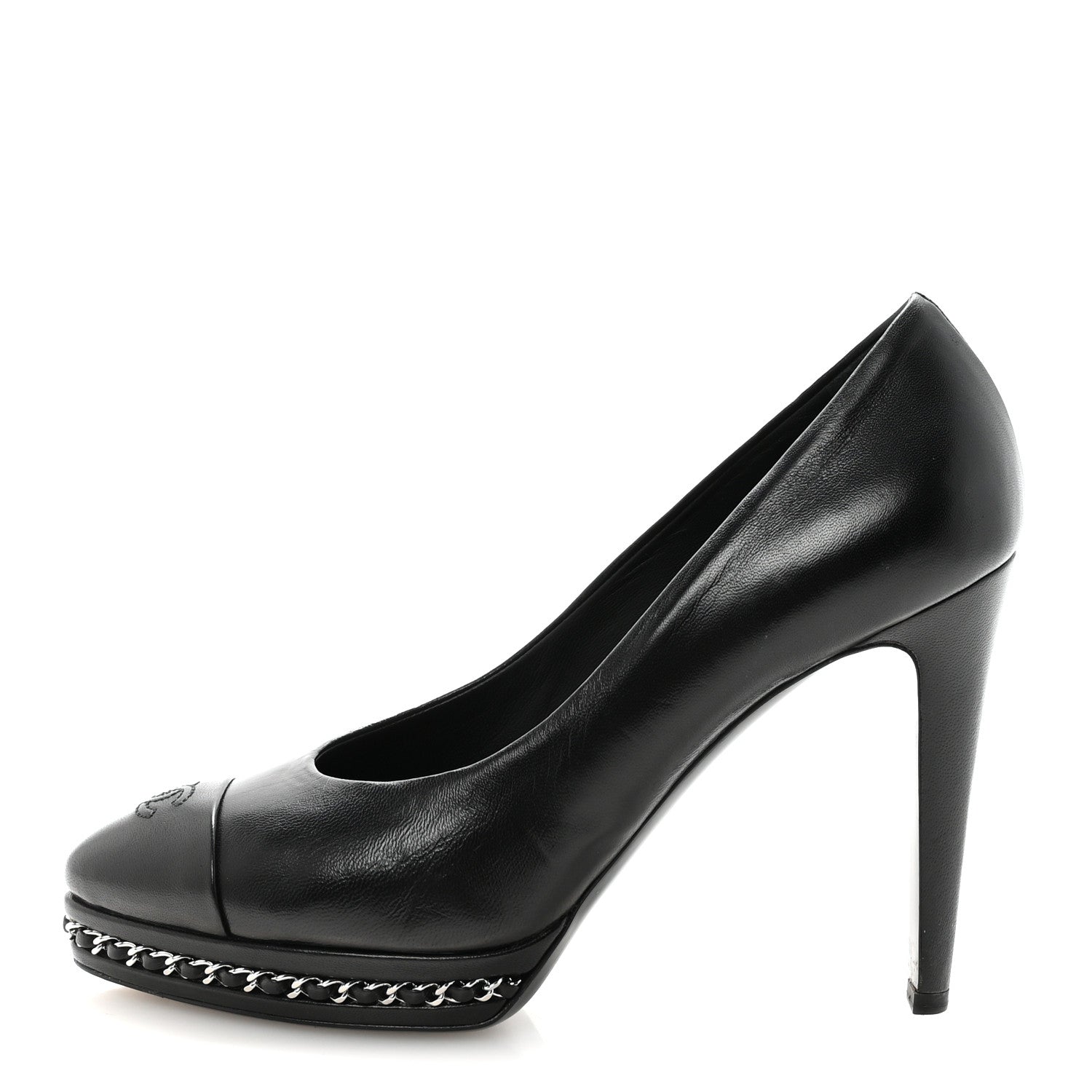 Chanel Lambskin CC Cap Toe Platform Chain Pumps 40 Black 2 of 20