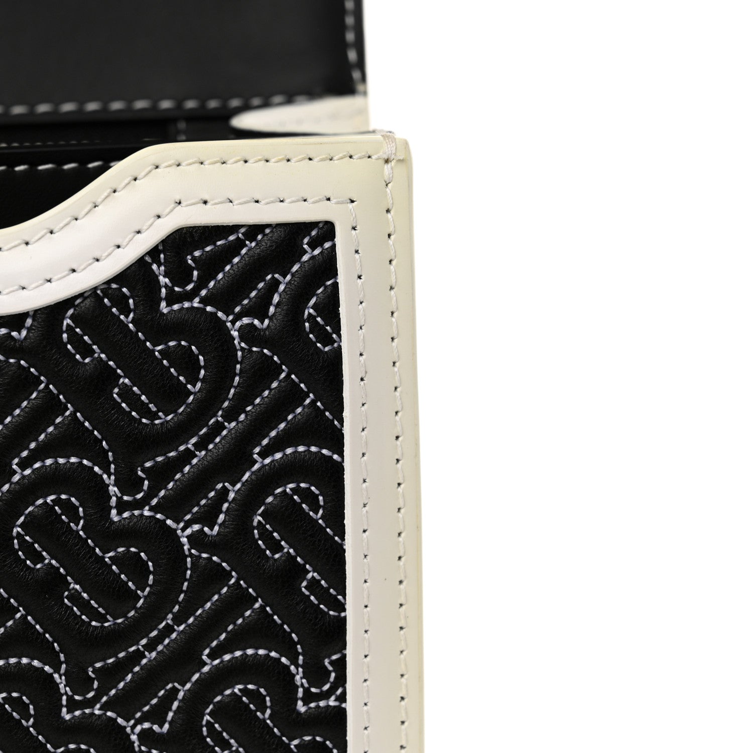 Burberry Calfskin Monogram Embossed Medium TB Chain Bag Black White 10 of 15