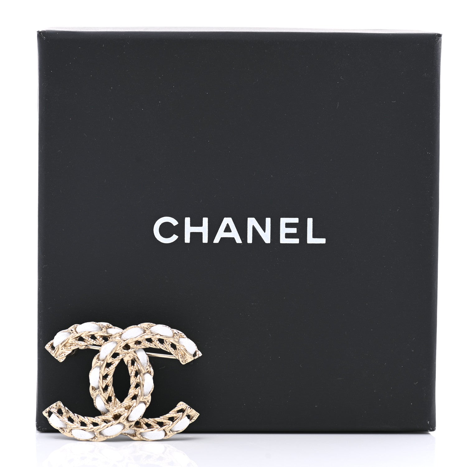 Chanel Lambskin CC Chain Brooch White Gold 5 of 5