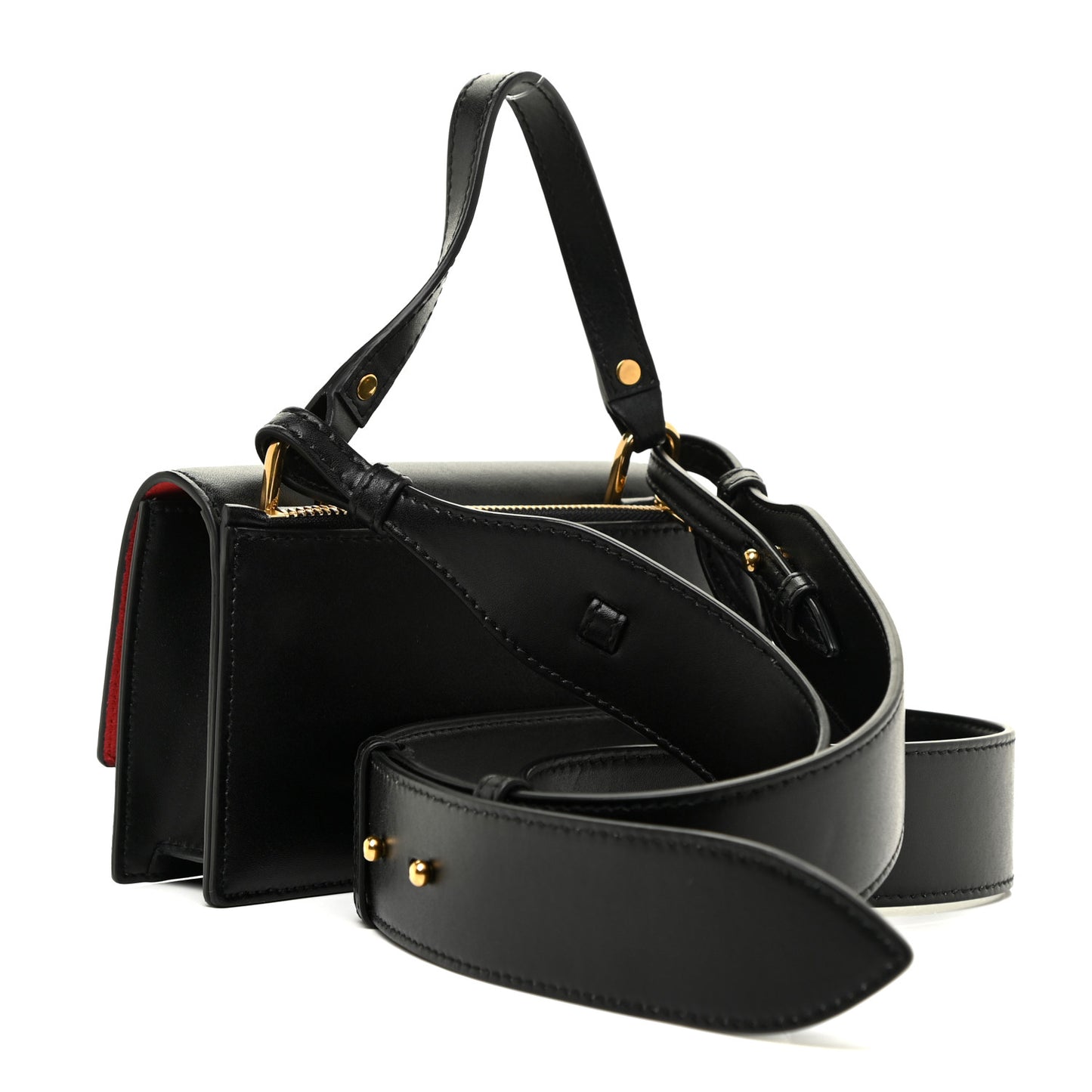 Calfskin Skull Lock Mini Crossbody Bag Black