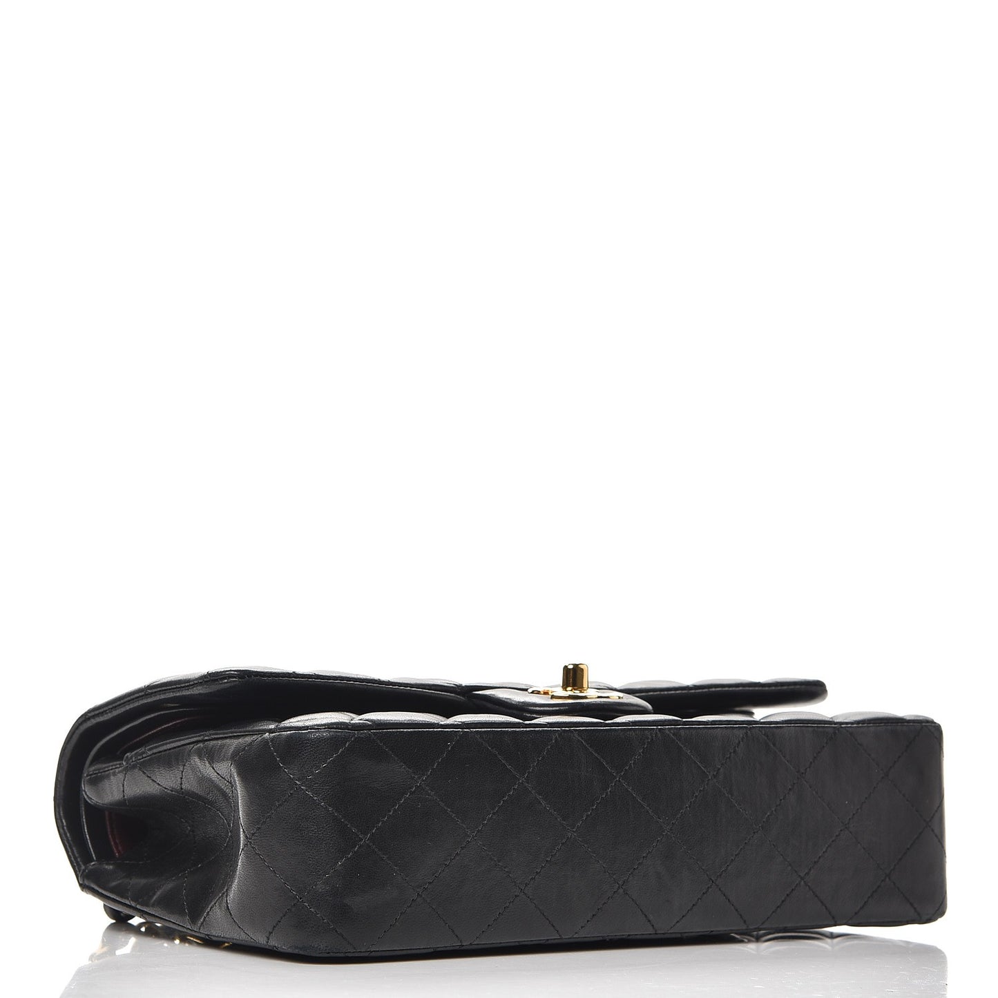 Lambskin Quilted Medium Double Flap Black