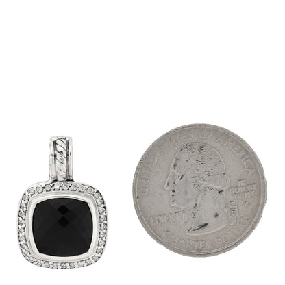 David Yurman Sterling Silver Diamond Black Onyx 11mm Albion Enhancer Pendant 2 of 3