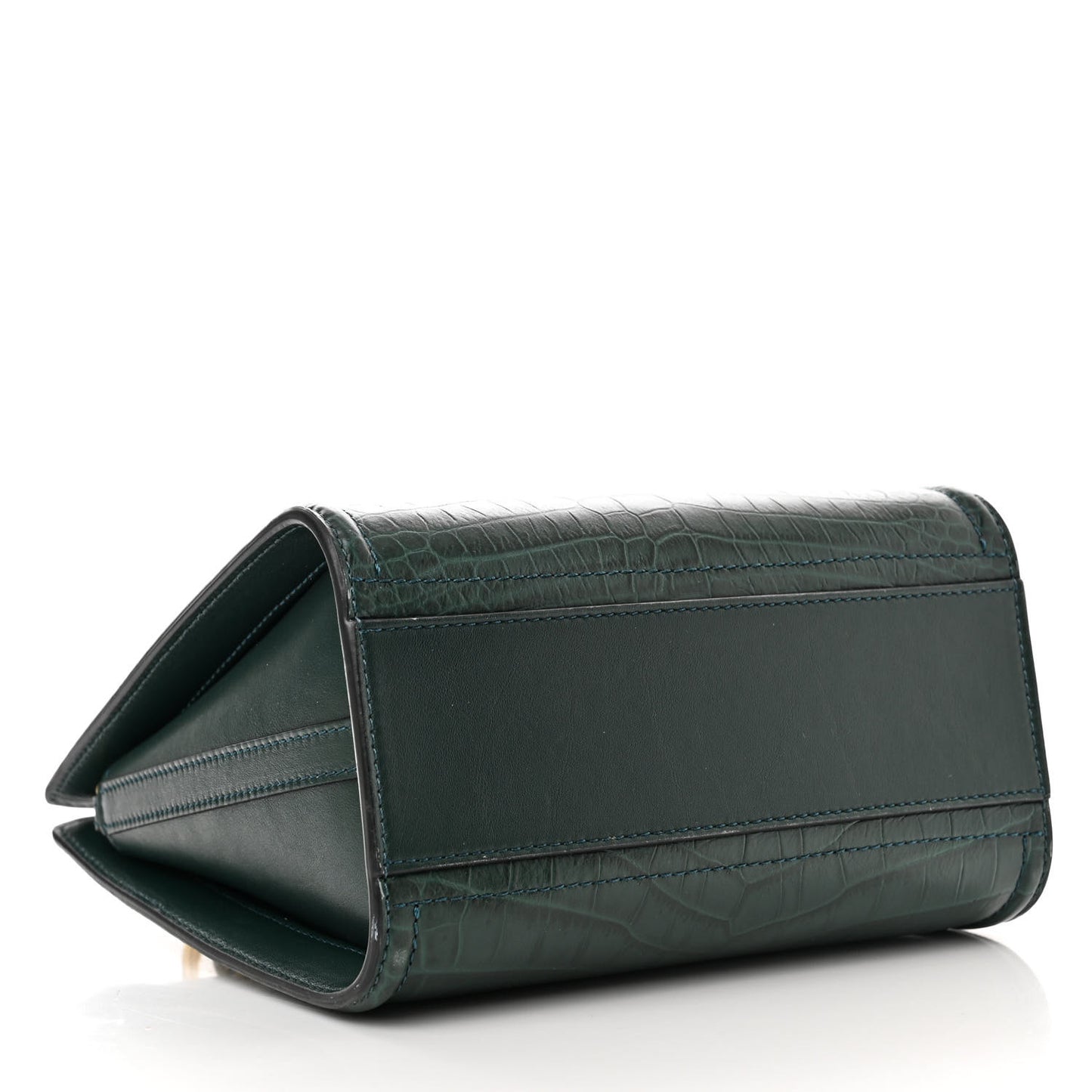 Crocodile Embossed Calfskin The Short Story Shoulder Bag Black